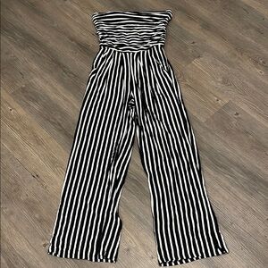 Black and White Striped Jumpsuit